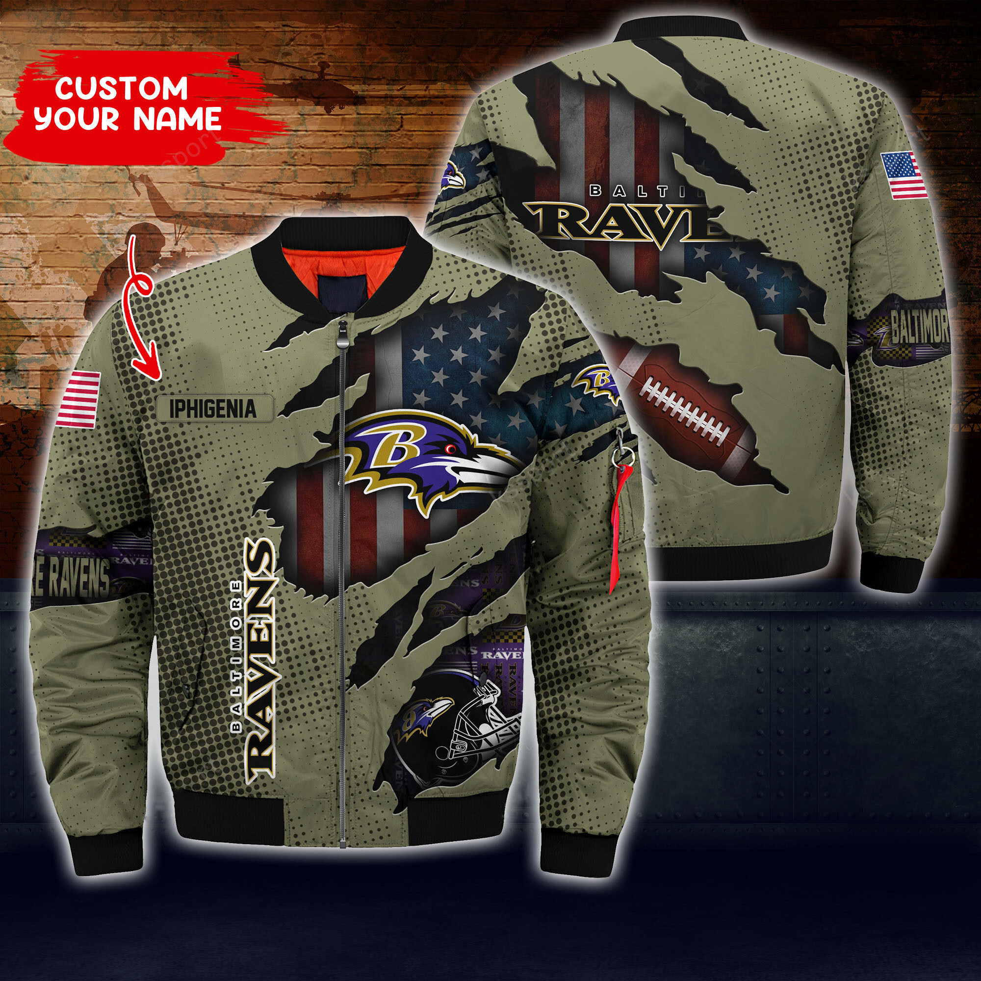 baltimore ravens personalized thick bomber jacket cs42 0boy9