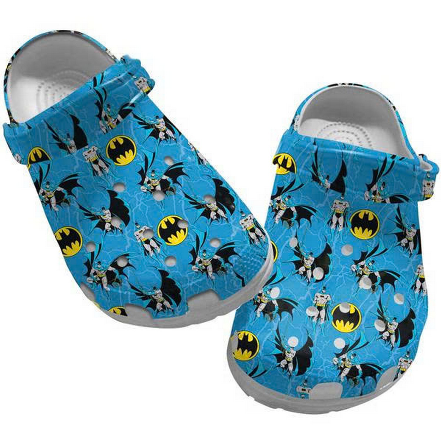 batman and signal pattern blue clogs for kids 26 adults vcdav