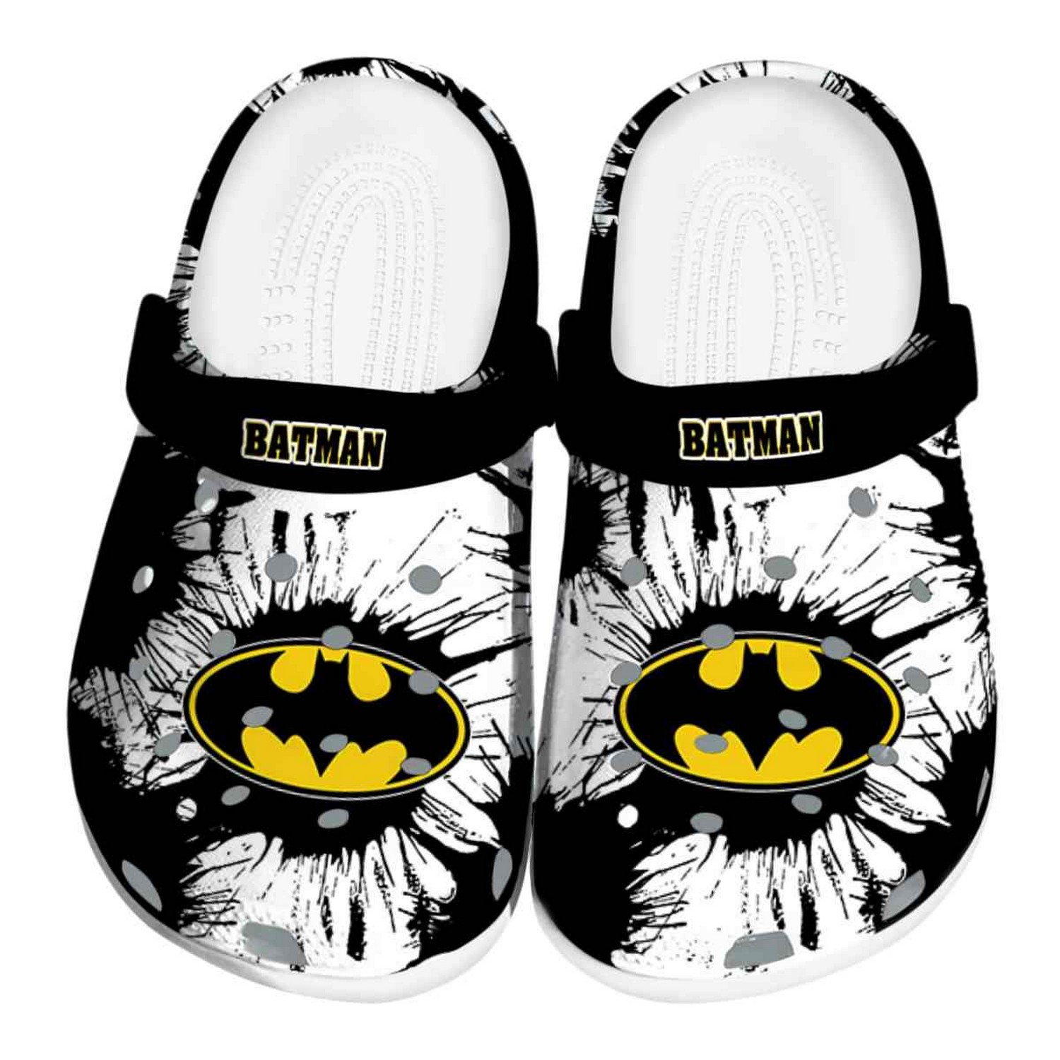batman splatter graphics clogs for kids and adults r5en7