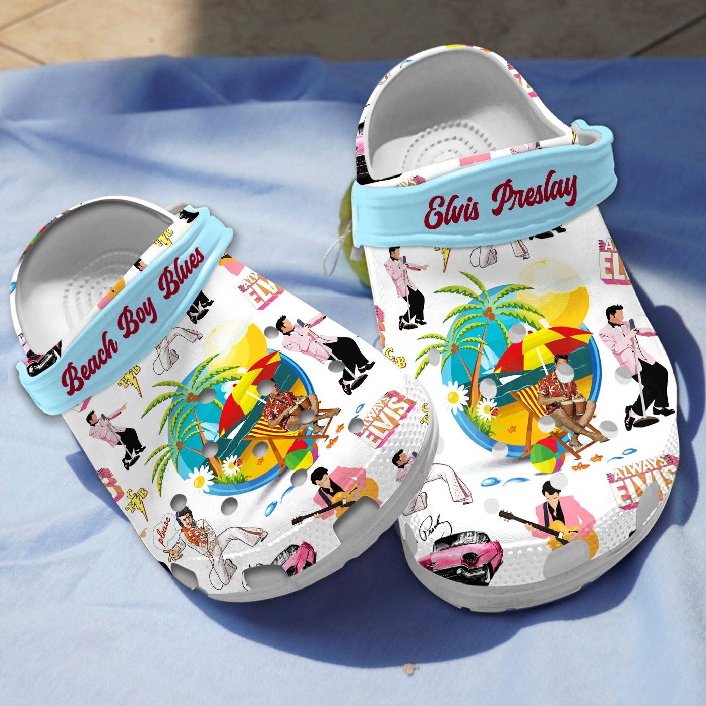 beach boy blues elvis music clogs for kids 26 adults 7mpn3