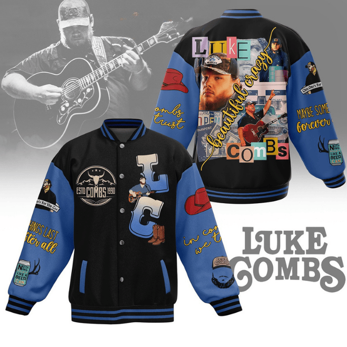 beautiful crazy luke combs music baseball jacket ai8dw