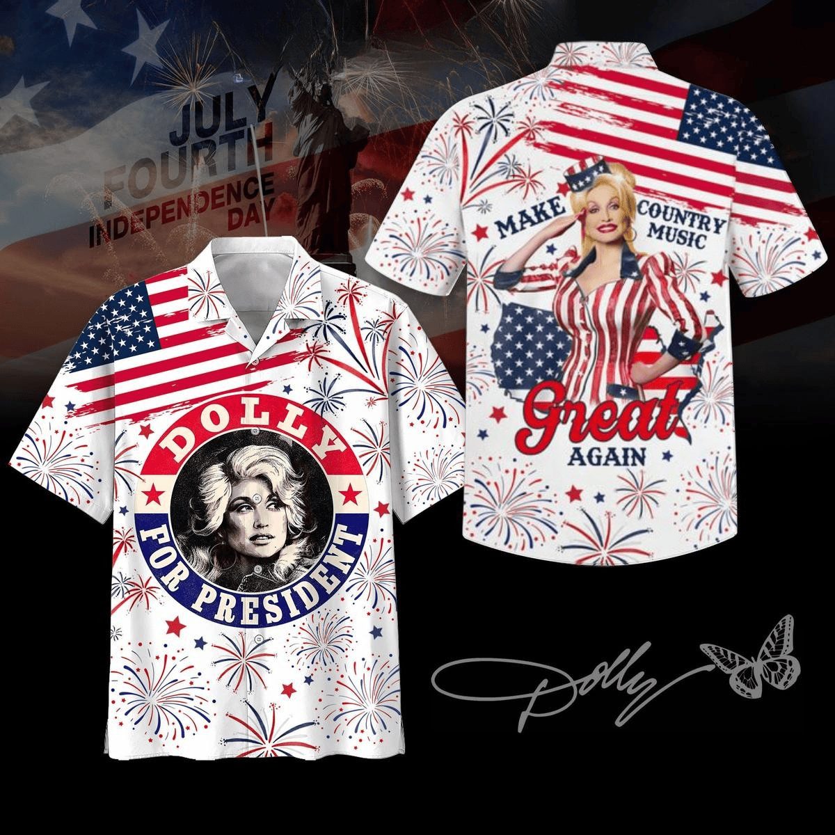 beautiful dolly parton country music 4th of july hawaii shirt ne1xm