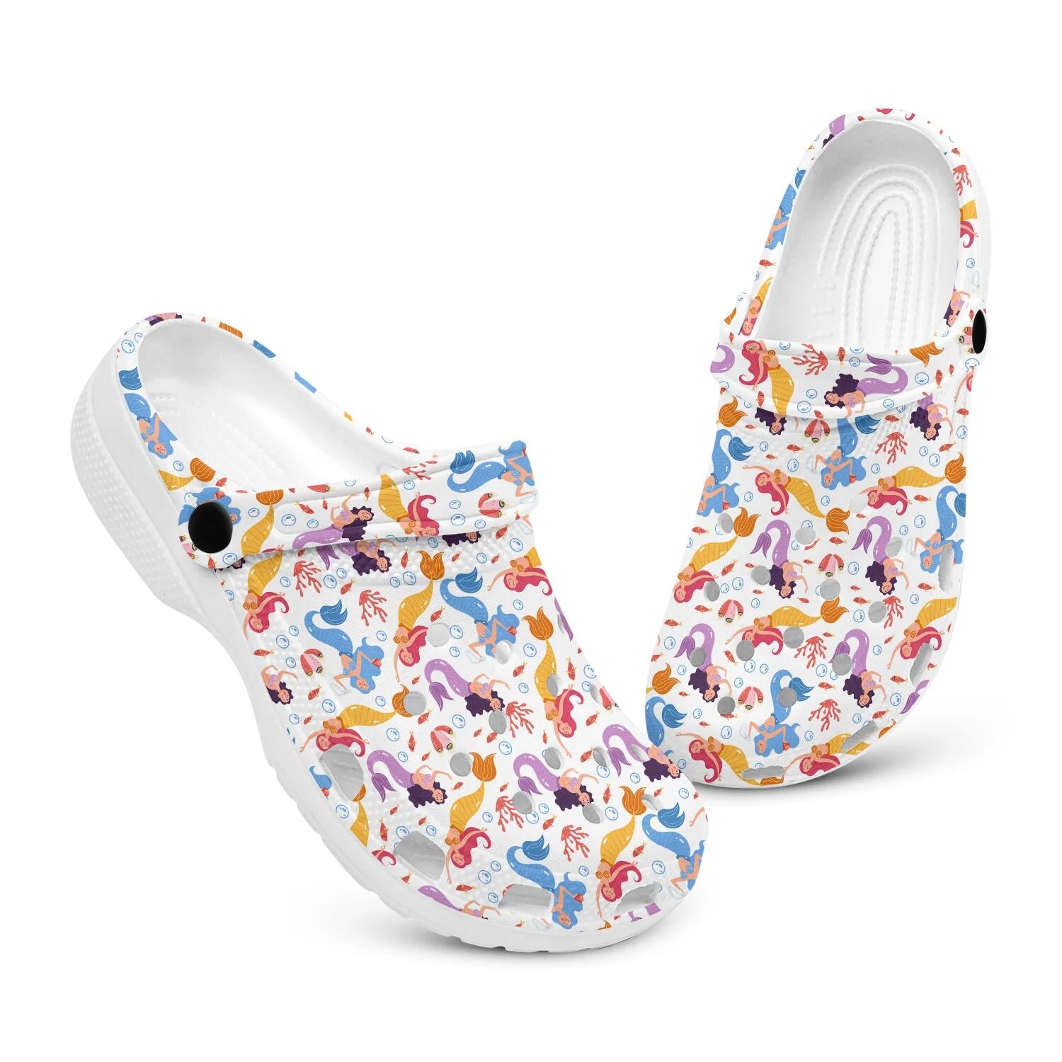 beautiful mermaid pattern clogs for kids 26 adults 7fv5m