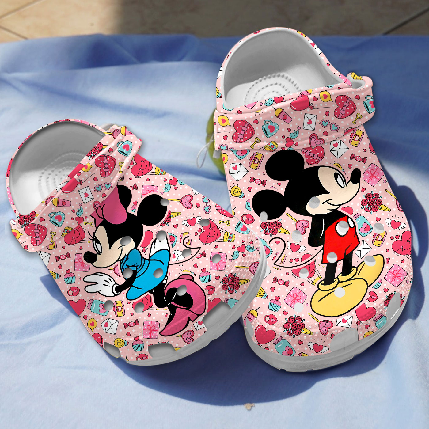 beautiful pink mickey and minnie couple clogs 247 support service icutj