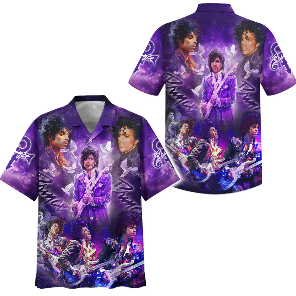 beautiful purple magic with prince music artist hawaiian shirt pewnh