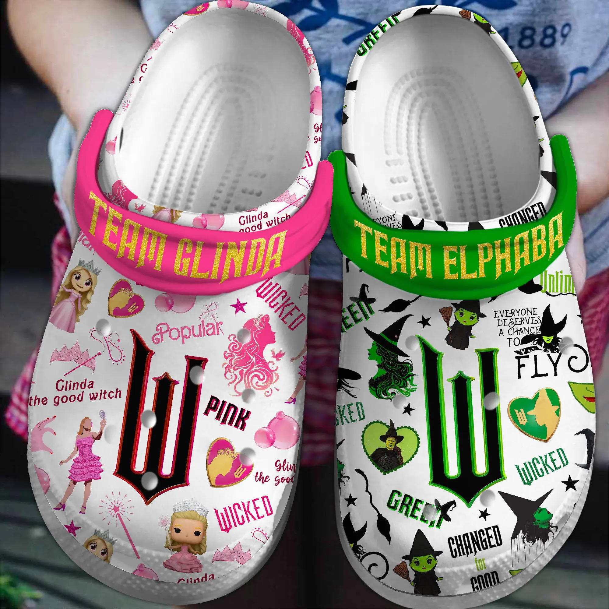 beautiful team glinda 26 elphaba wicked movie clogs for kids 26 adults 1e0zf