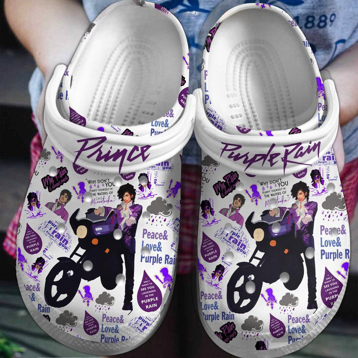 beautiful white sandals prince purple rain music clogs 6bdnz