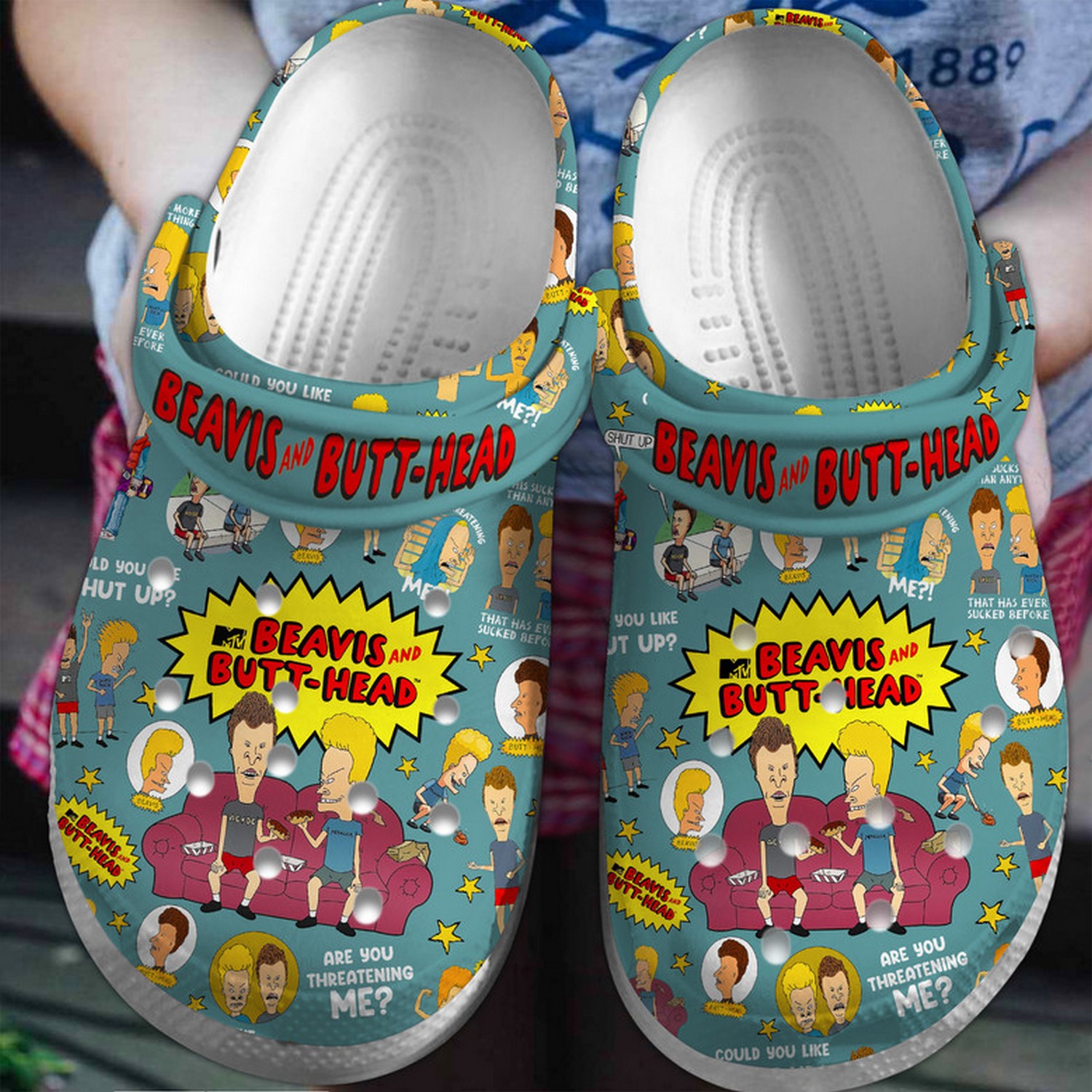 beavis and butt head are you threatening me green clogs for kids 26 adults 1wlgg