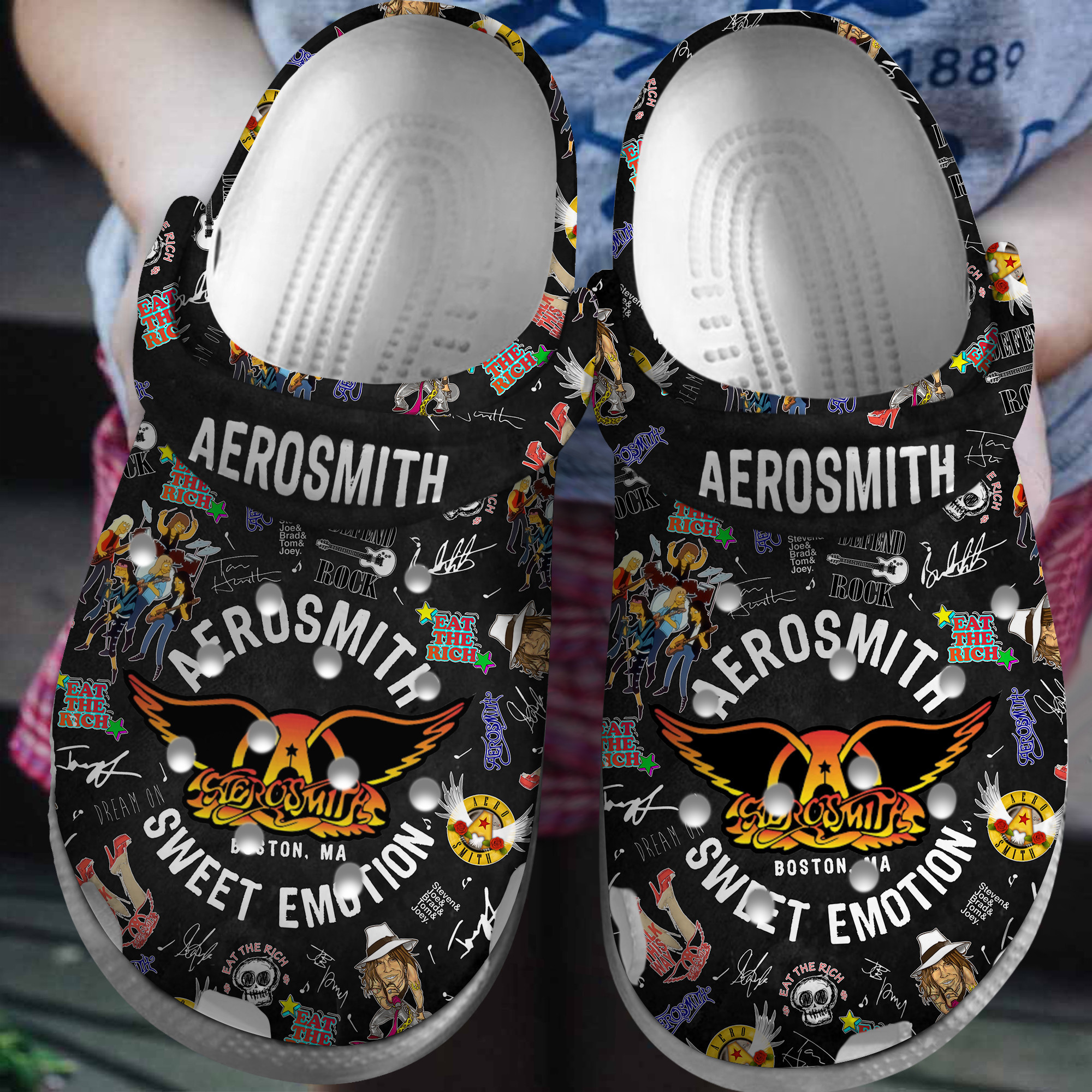black lightweight sandals aerosmith music clogs shoes wsbze
