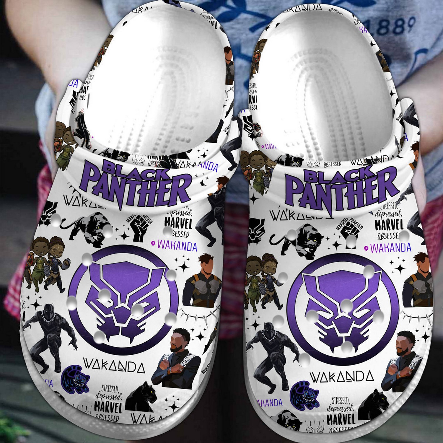 black panther movie wakanda marvel studio white clogs for kids 26 adults xh1uc