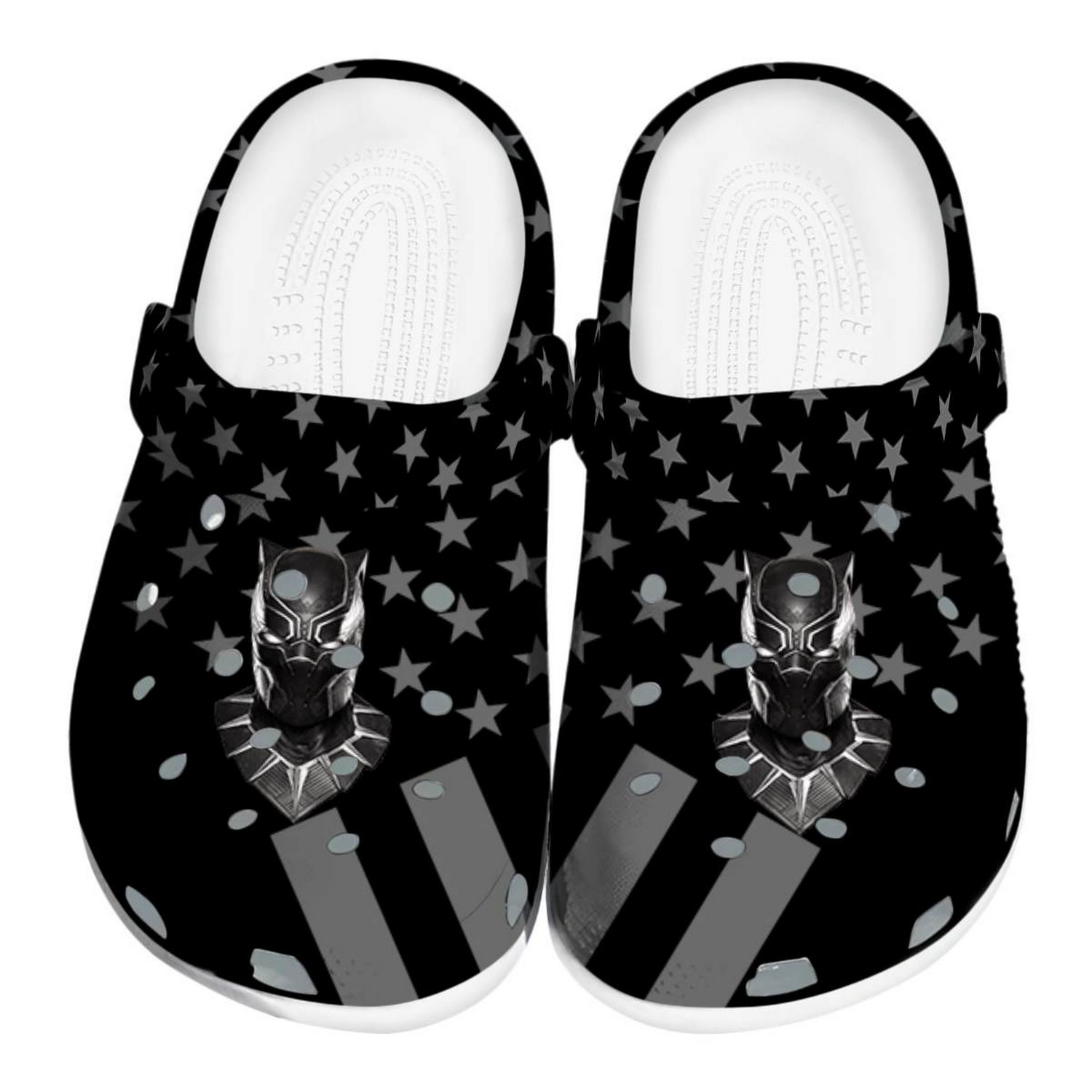 black panther stellar stripes theme clogs for kids and adults gotyz