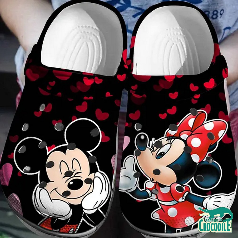 blowing kisses mickey mouse red hearts black clogs for kids 26 adults ny1g9
