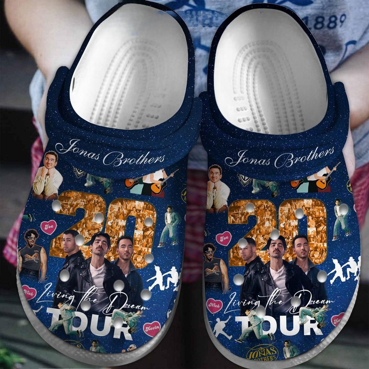 blue color jonas brothers living your dream anniversary music clogs for fans rejjl