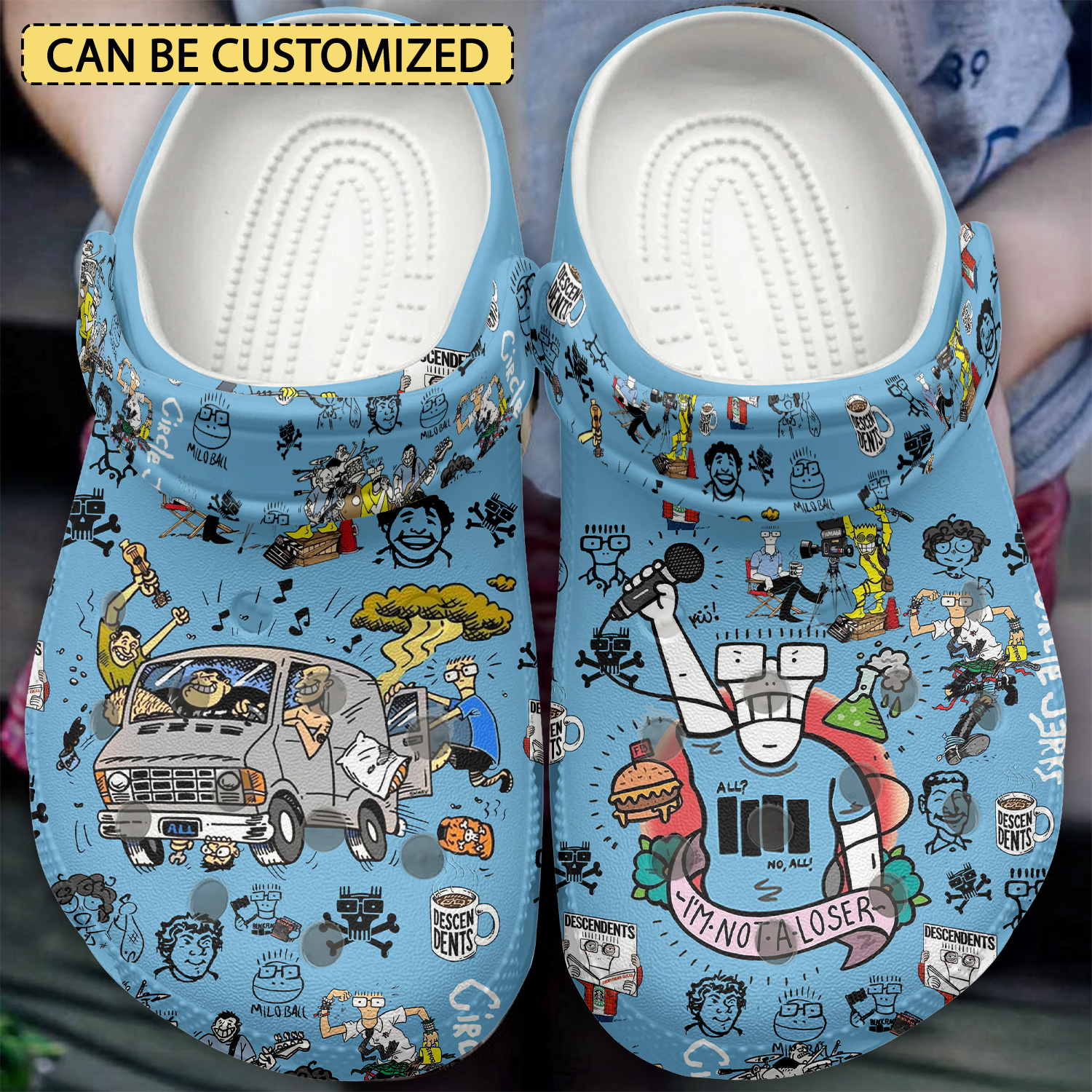 blue happy descendents customized music clogs fast shipping worldwide 2ndds