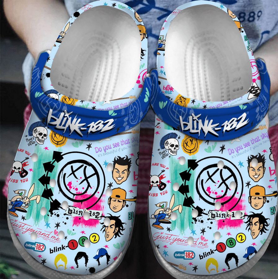 blue stunnig blink 182 music clogs fast shipping worldwide vevnx