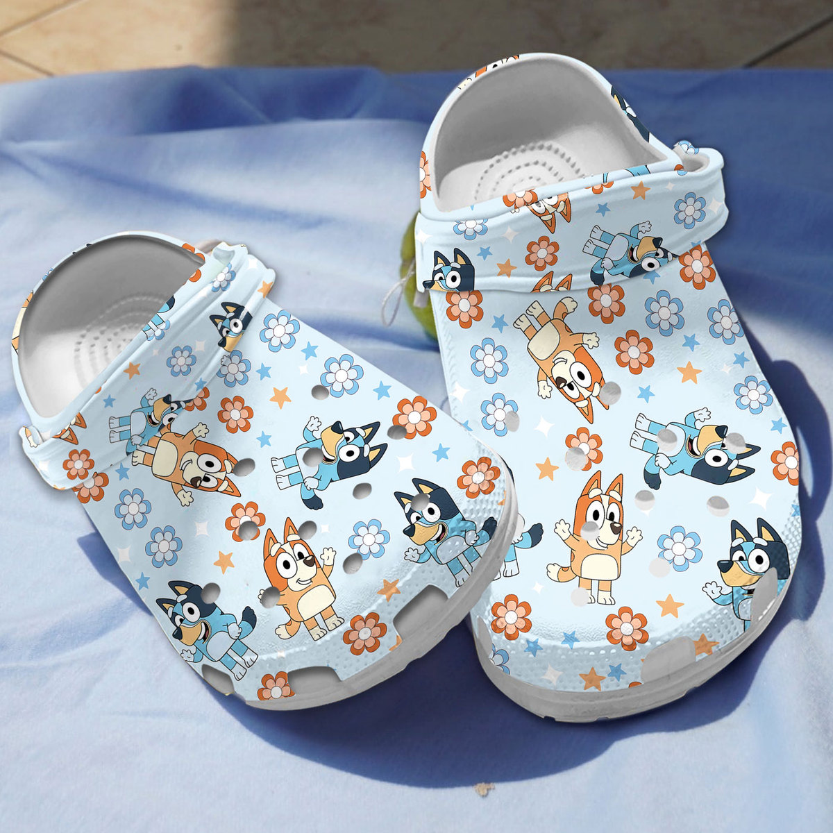 bluey and bingo floral blue crocs for kids and adults 0gss1