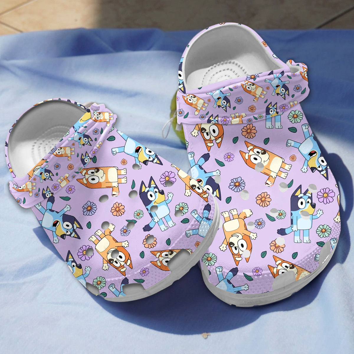 bluey and bingo floral purple crocs for kids and adults ne72u