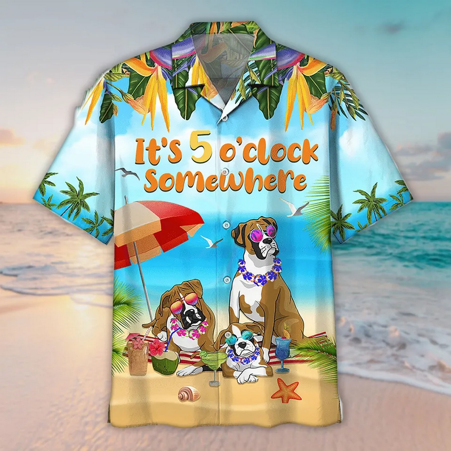 boxer beach its 5 oclock somewhere aloha hawaiian shirt uxmut