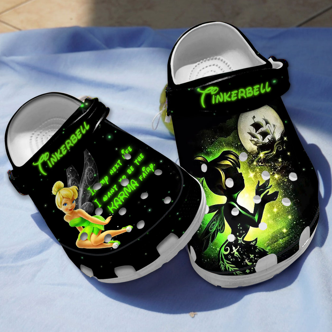 breathable black skippers tinker bell cartoon clogs for kids and adults hs0ua