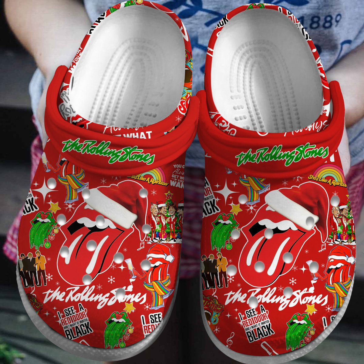 breathable rolling stones red clogs for kids 26 adults genfp