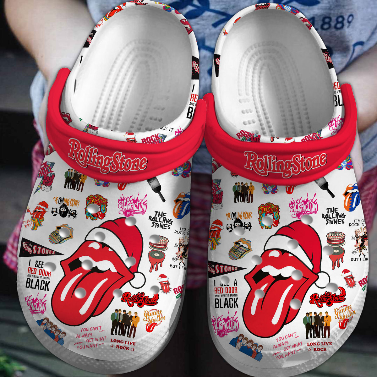 breathable rolling stones white clogs for kids 26 adults uyp7q
