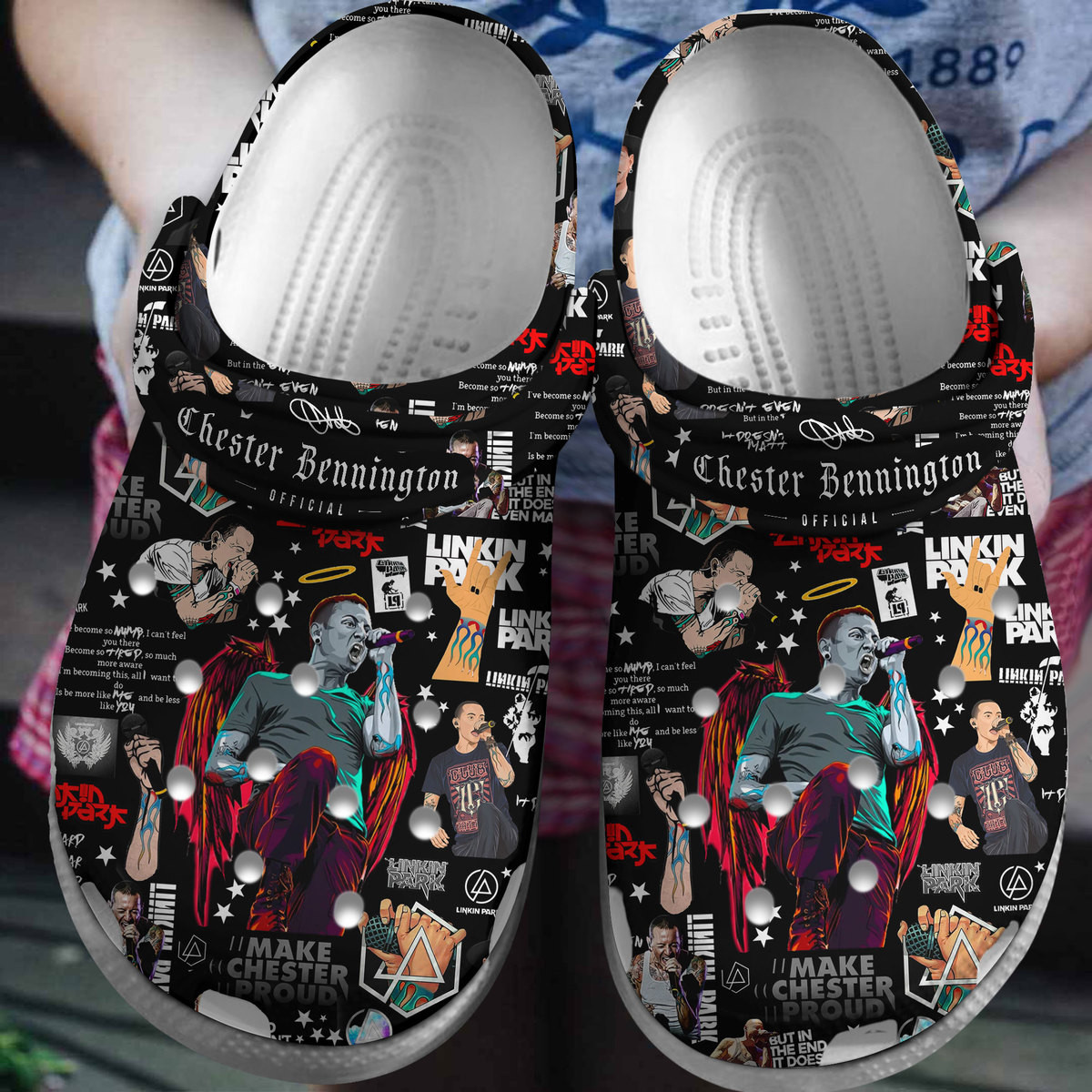 breathable shoes chester bennington music black clogs slippers jjq18