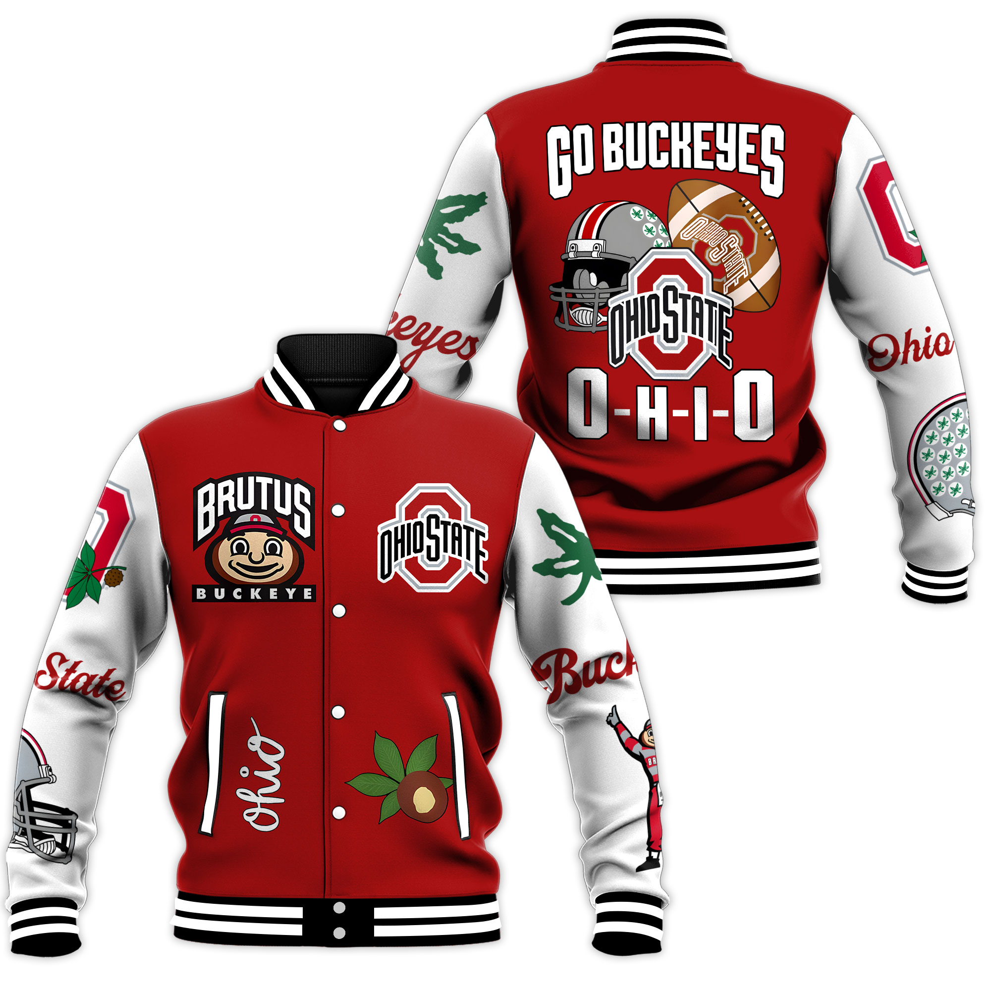 brutus ohio state buckeye ncaa football team baseball jacket unique gift for fans tmtbt