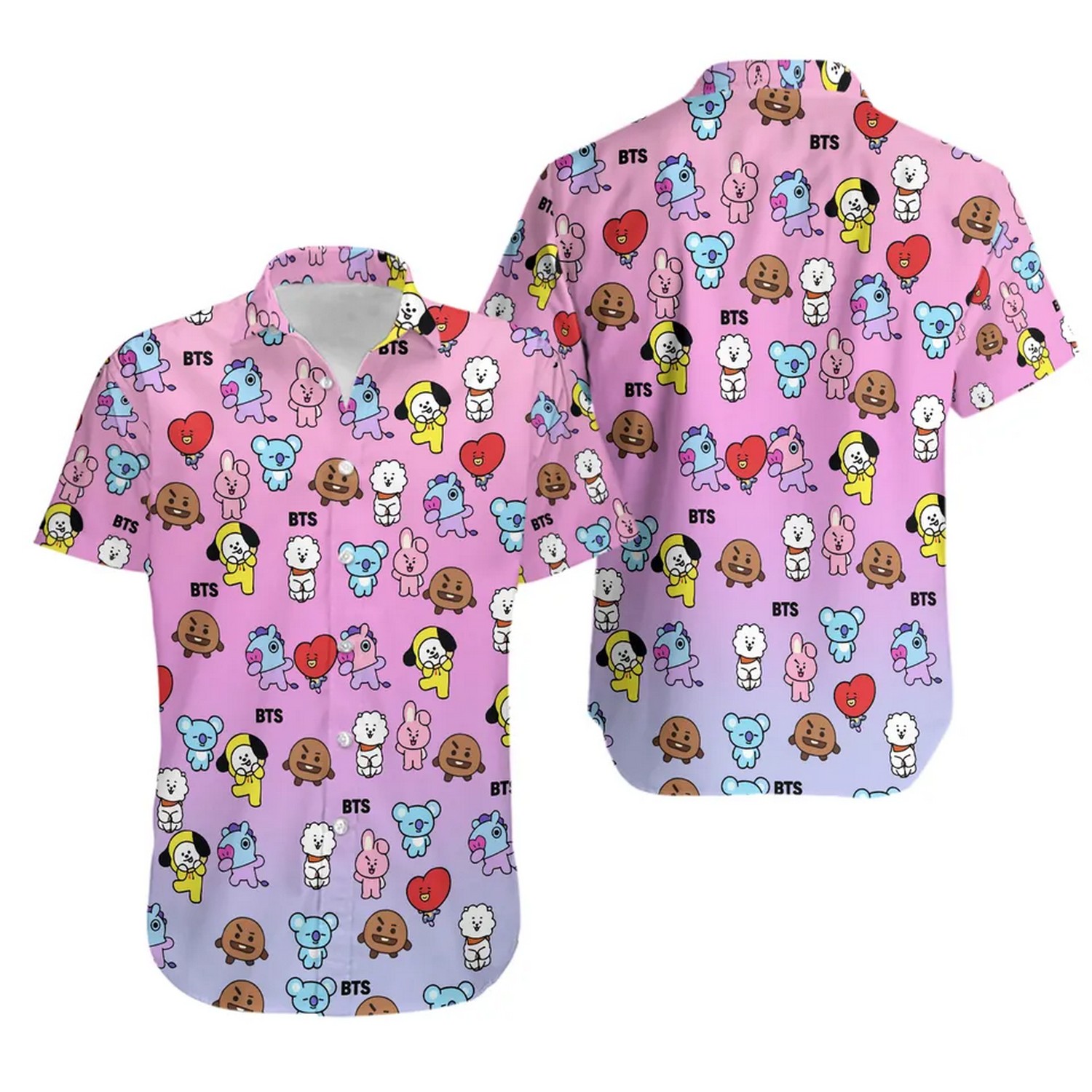 bts cute chibi hawaiian shirt 2f18y