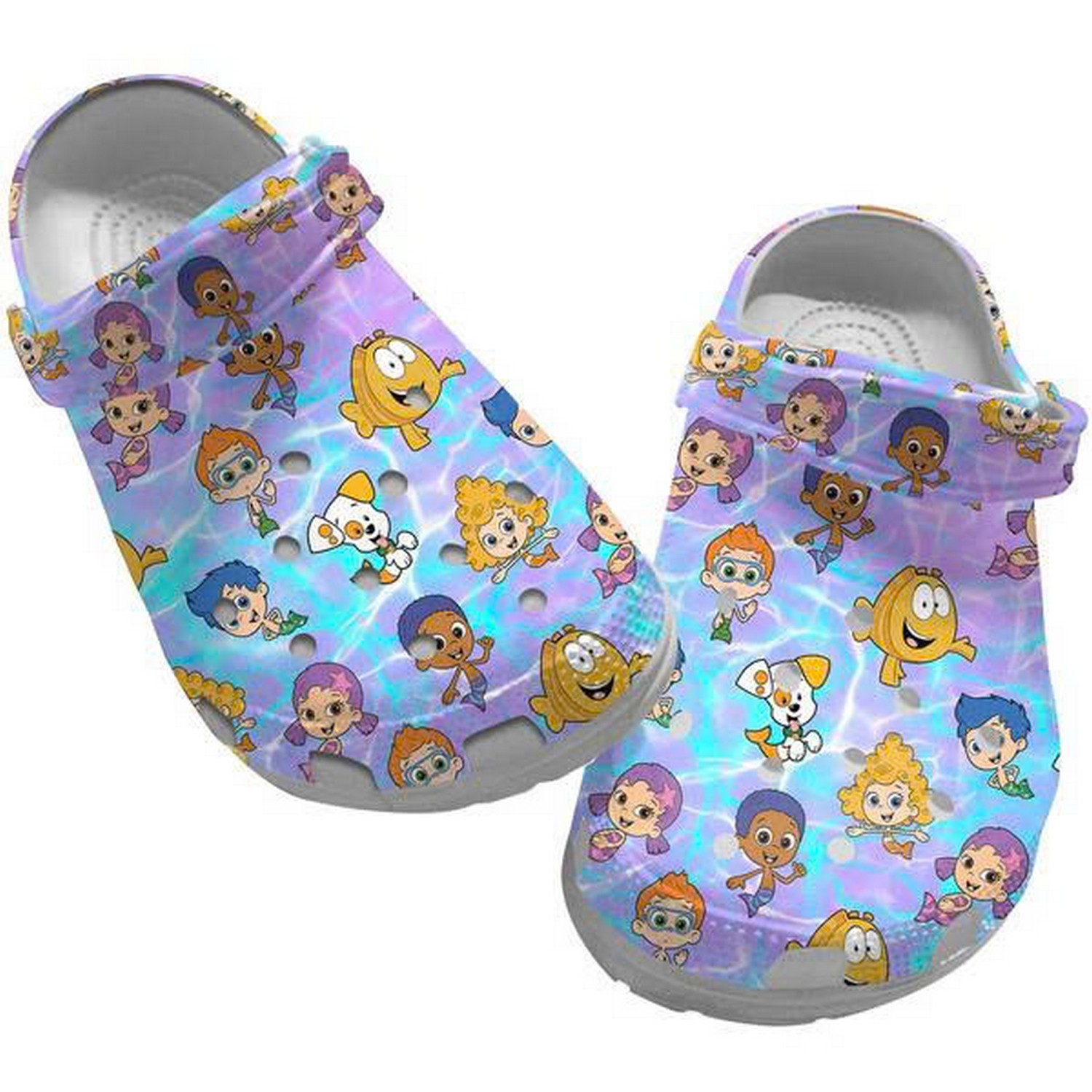 bubble guppies cartoon movie characters in water purple gardient clogs for kids 26 adults aiacw