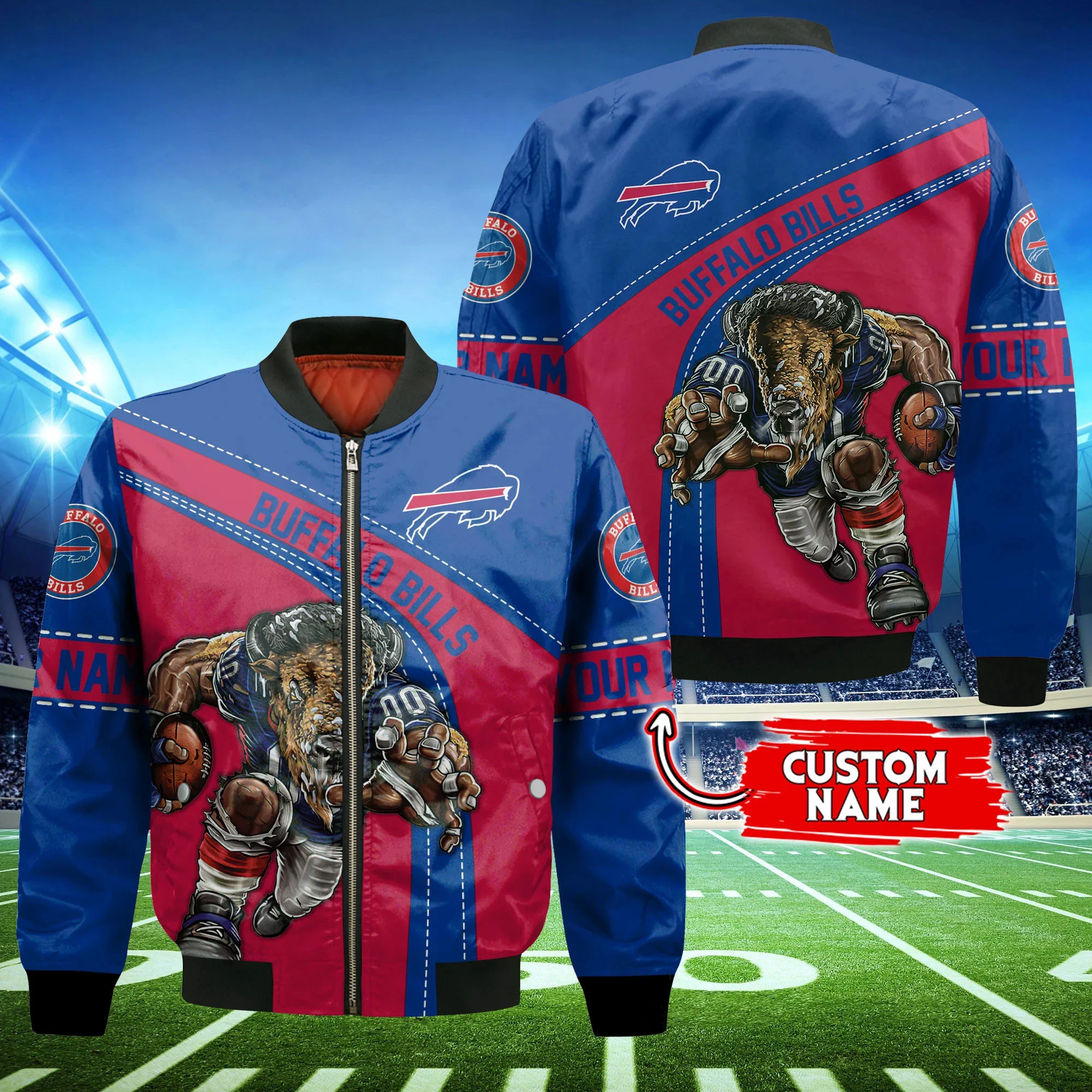 buffalo bills personalized thick bomber jacket cs111 b6xlc