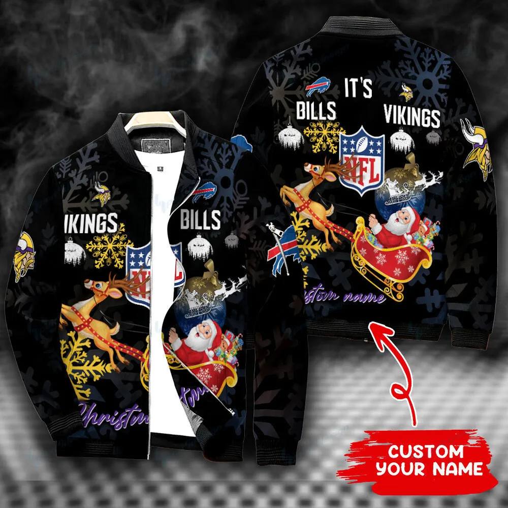buffalo bills vs minnesota vikings personalized bomber jacket bg458 xnjz1