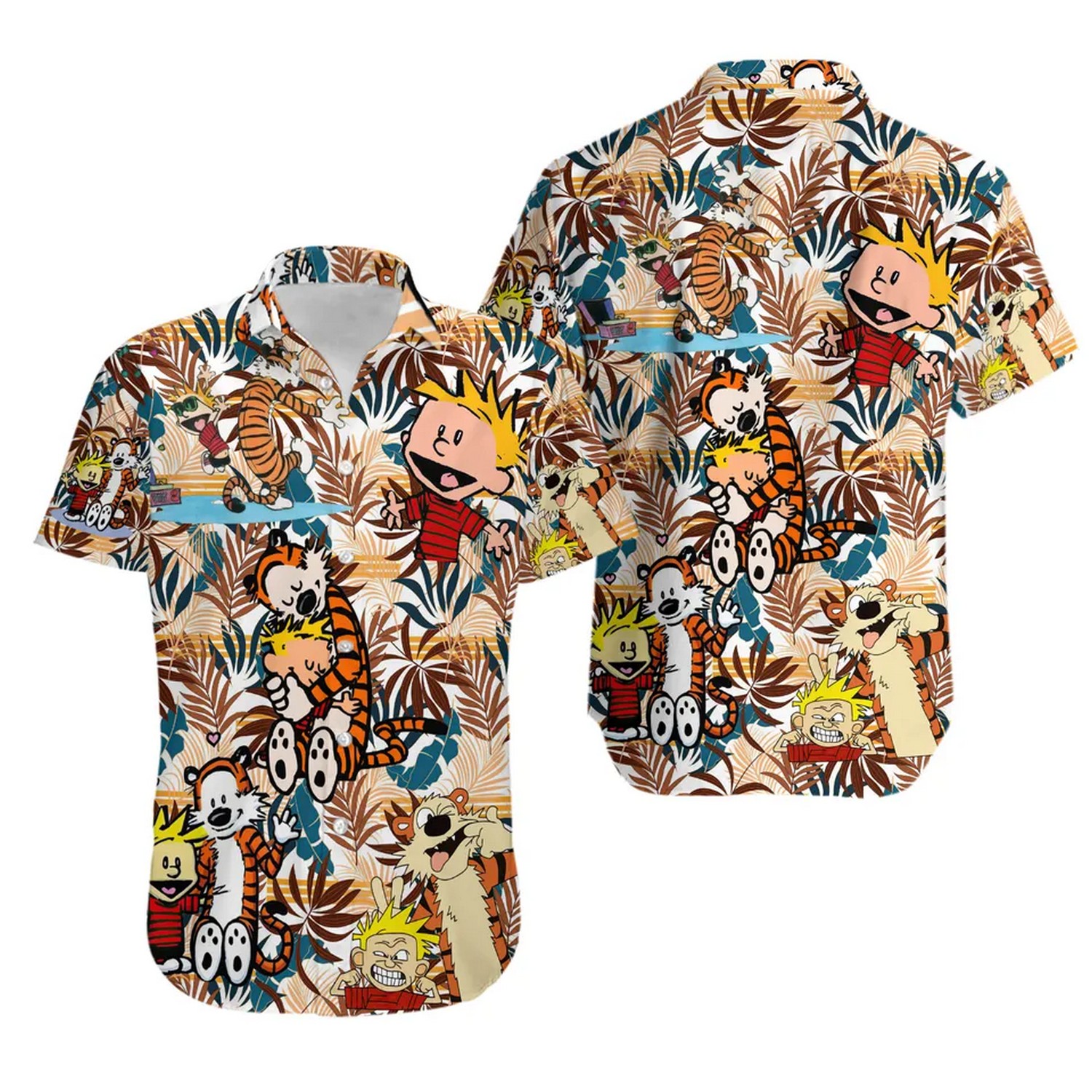 calvin and hobbes summer hawaiian shirt nwtmx