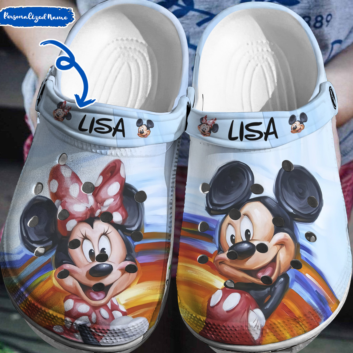 caricature mickey and minnie mouse colorful clogs for kids 26 adults xvwbc