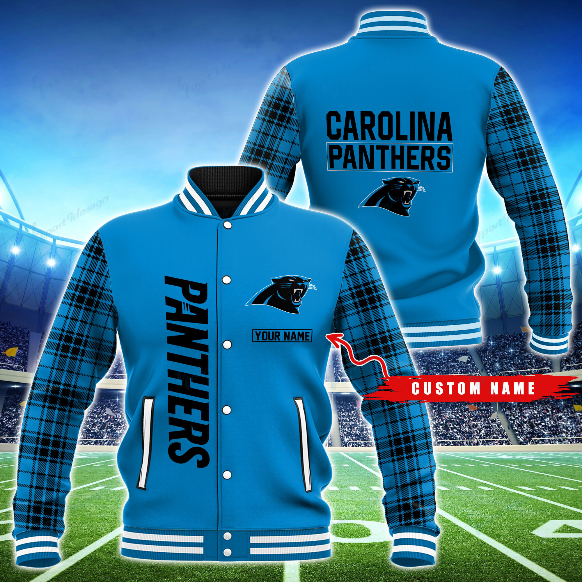 carolina panthers personalized baseball jacket bg37 yj61w
