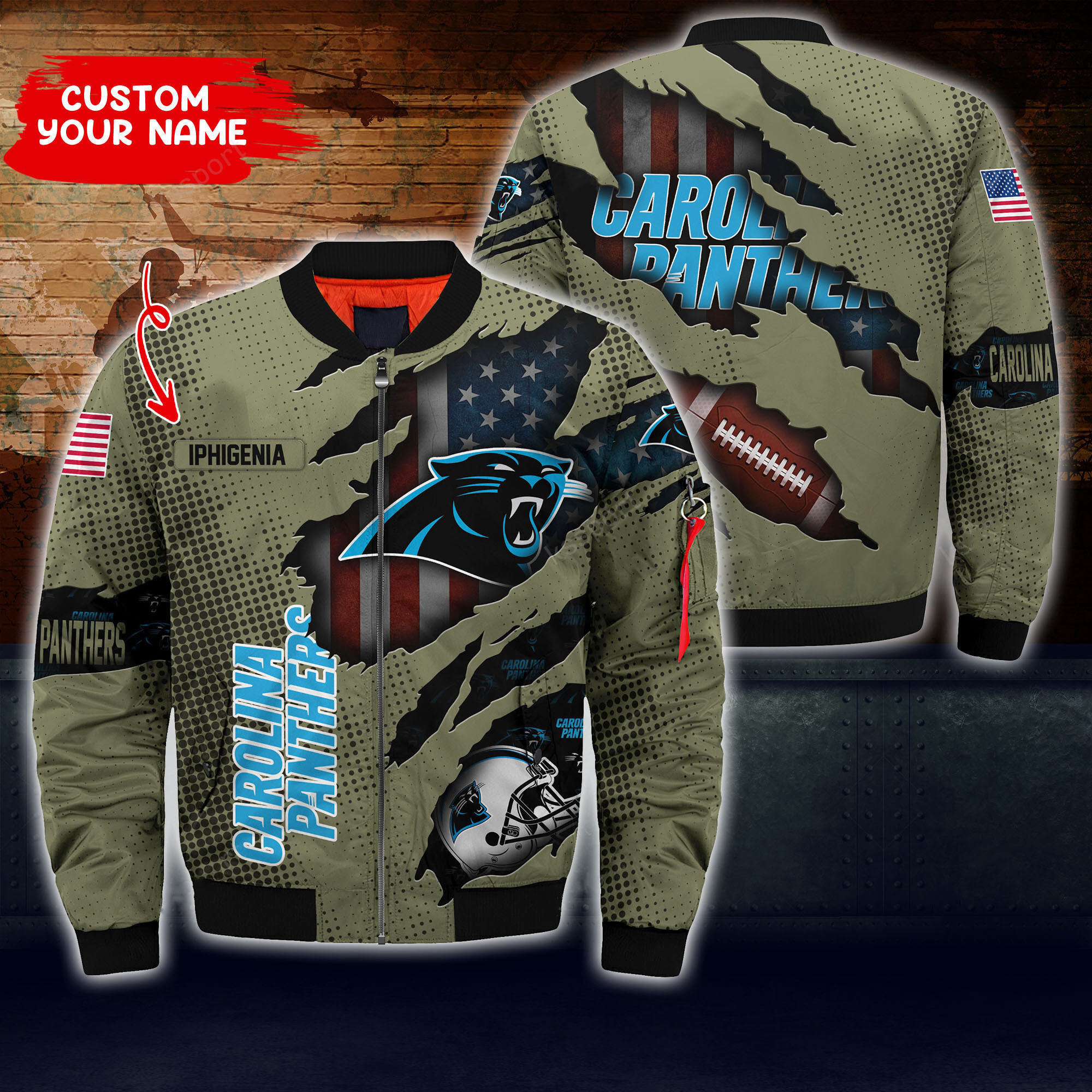 carolina panthers personalized thick bomber jacket cs44 nxyfb