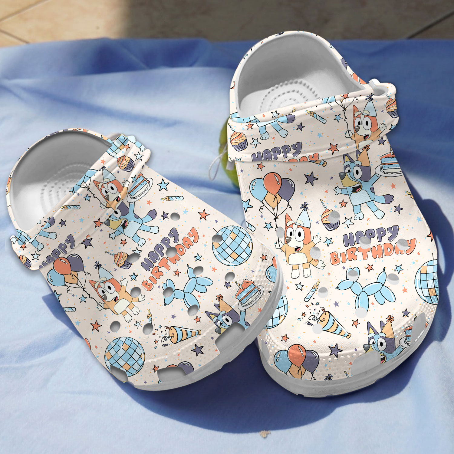celebrating happy birthday with bluey cute beige clogs for kids and adults rgmkj