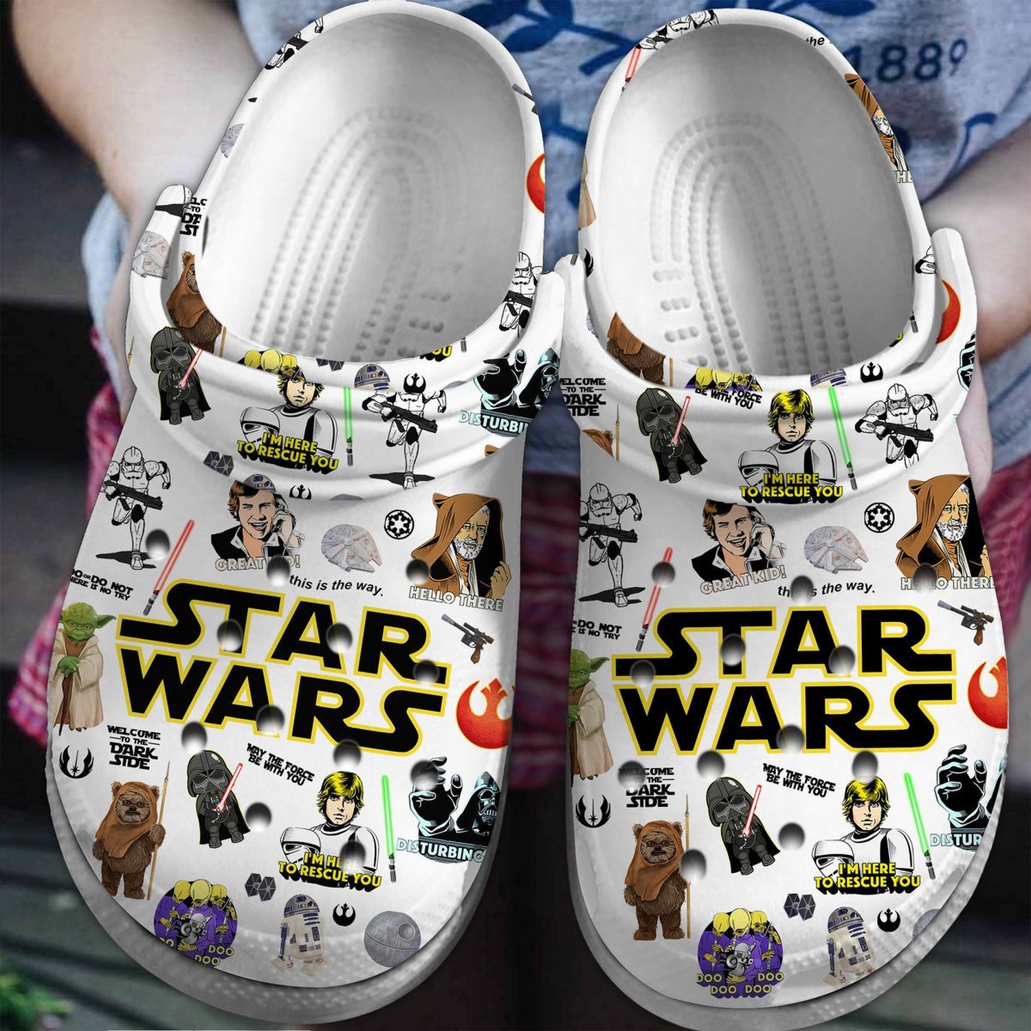 charactors star wars movie white clogs for kids and adults fast shipping oaabs