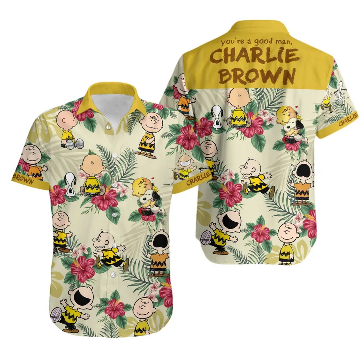 charlie brown tropical flower hawaiian shirt cyvjl