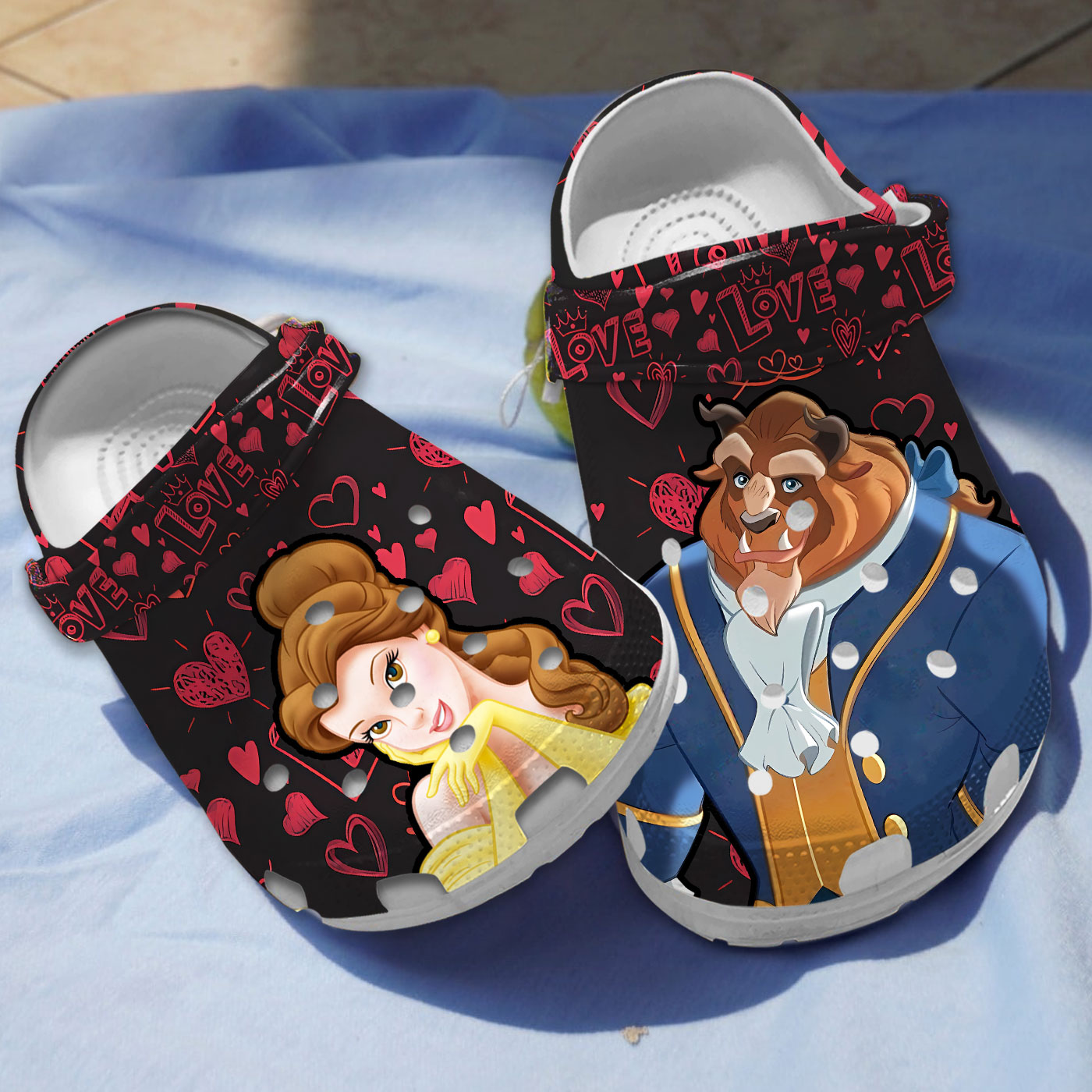 charming love of beauty and the beast cartoon black clogs fast shipping worldwide dw5de