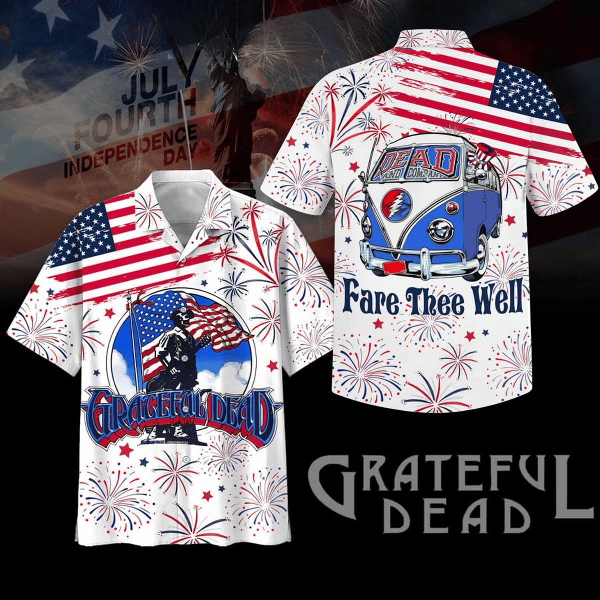 cheerful happy 4th of july grateful dead music hawaii shirt is0ce