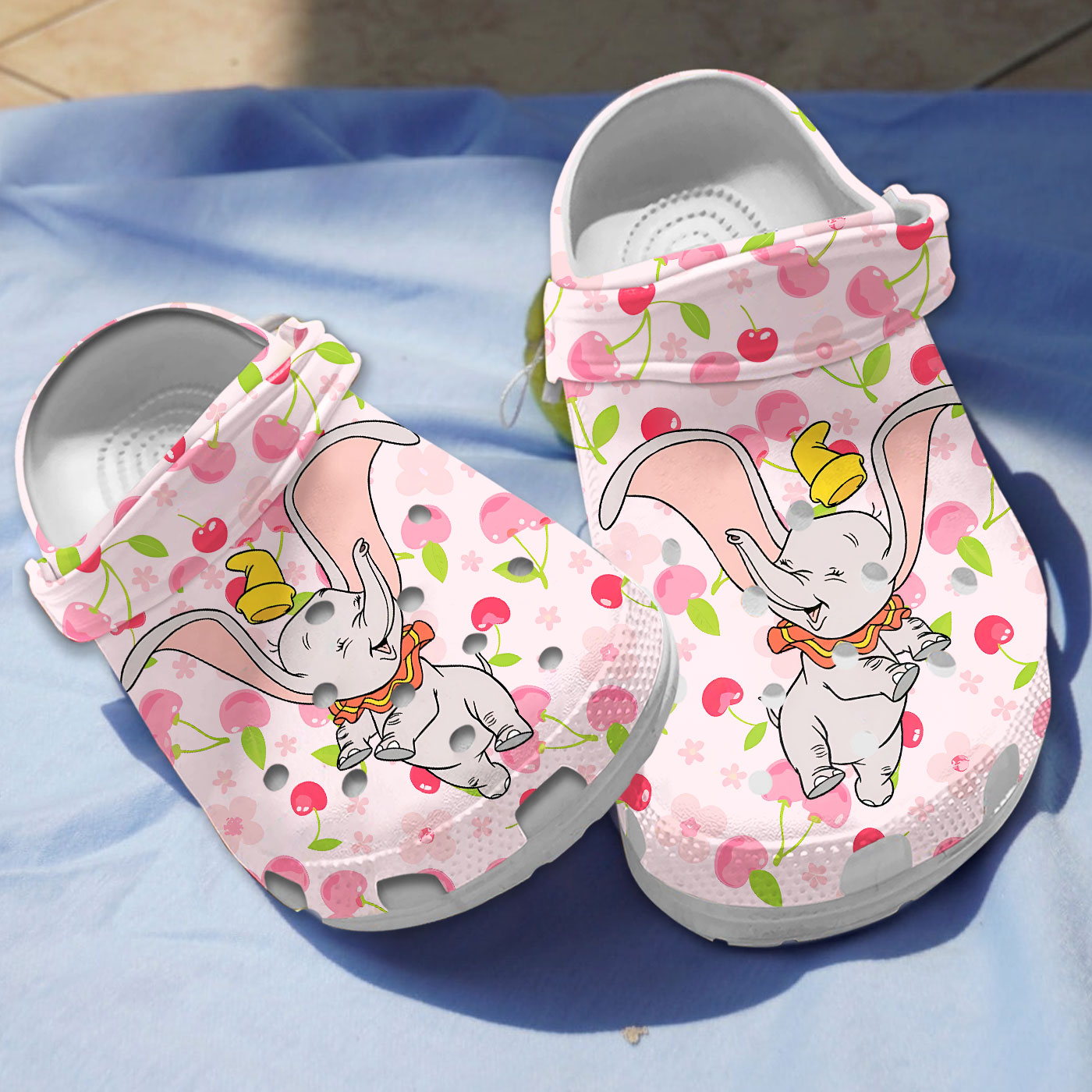 cherry pink backdrop happy dumbo cartoon custom clogs for kids and adults 2eoja