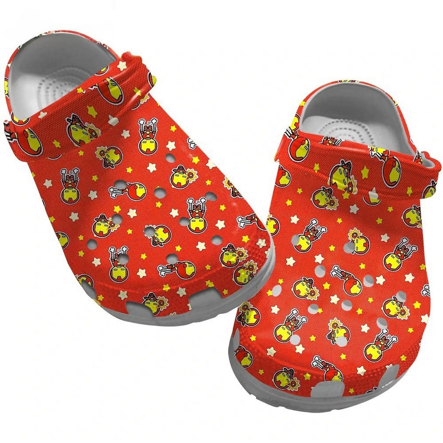 chibi cute iron man pattern clogs for kids and adults pvcjr