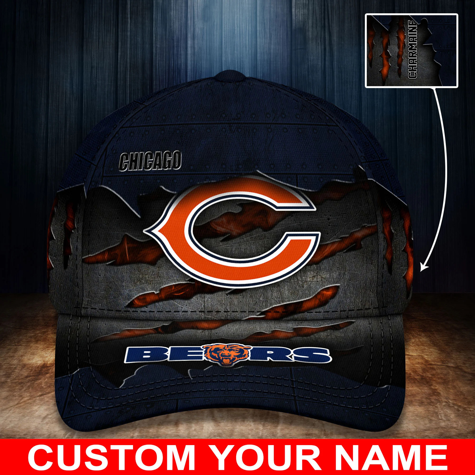 chicago bears personalized classic cap bg296 6ytcq