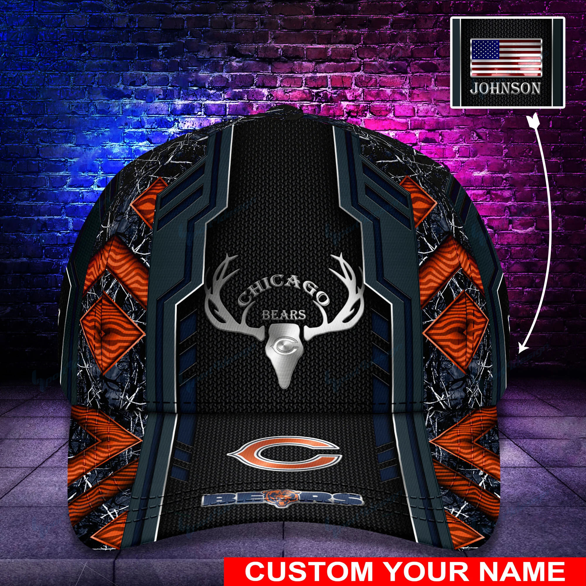 chicago bears personalized classic cap bg449 tk1ip
