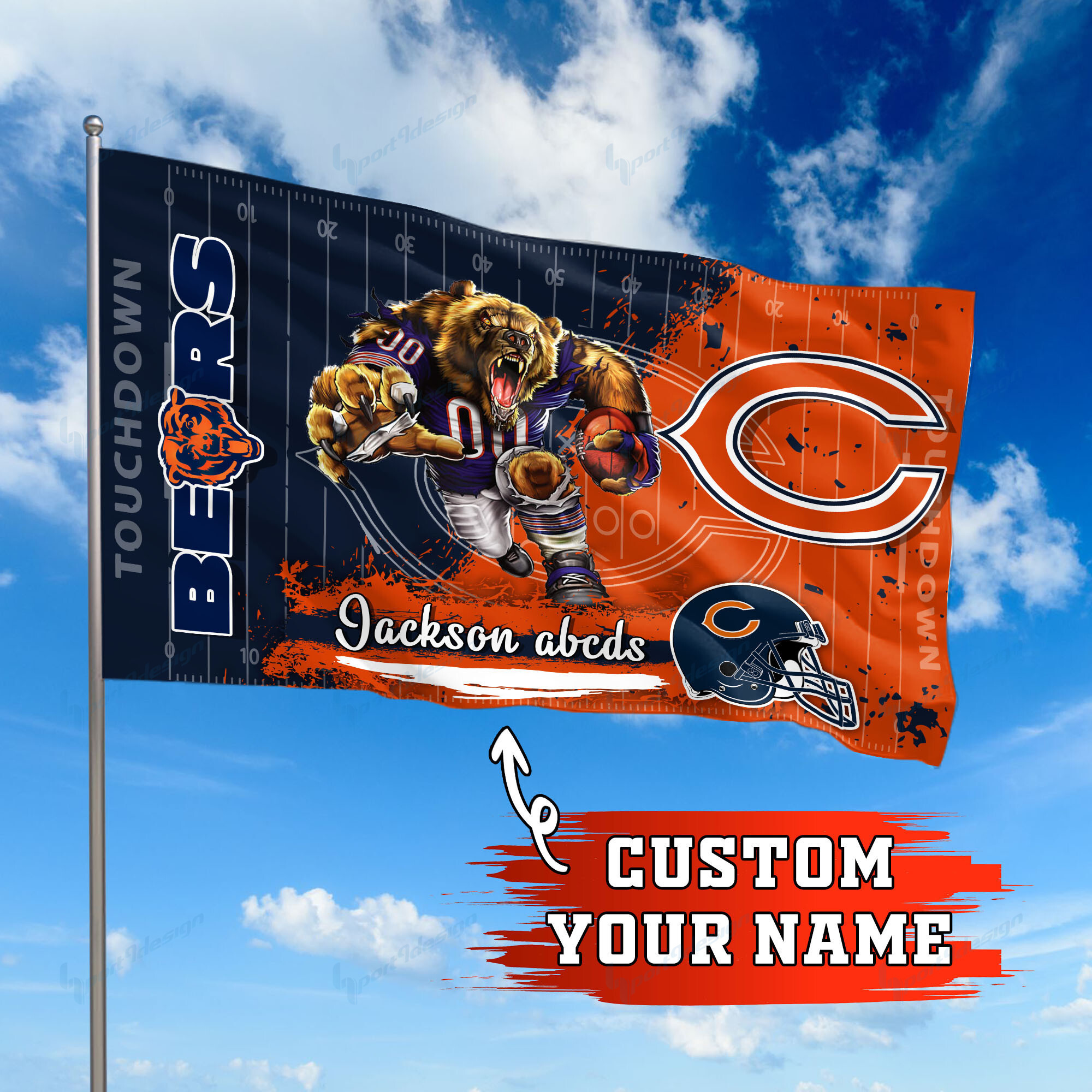 chicago bears personalized flag 242 hwwzd