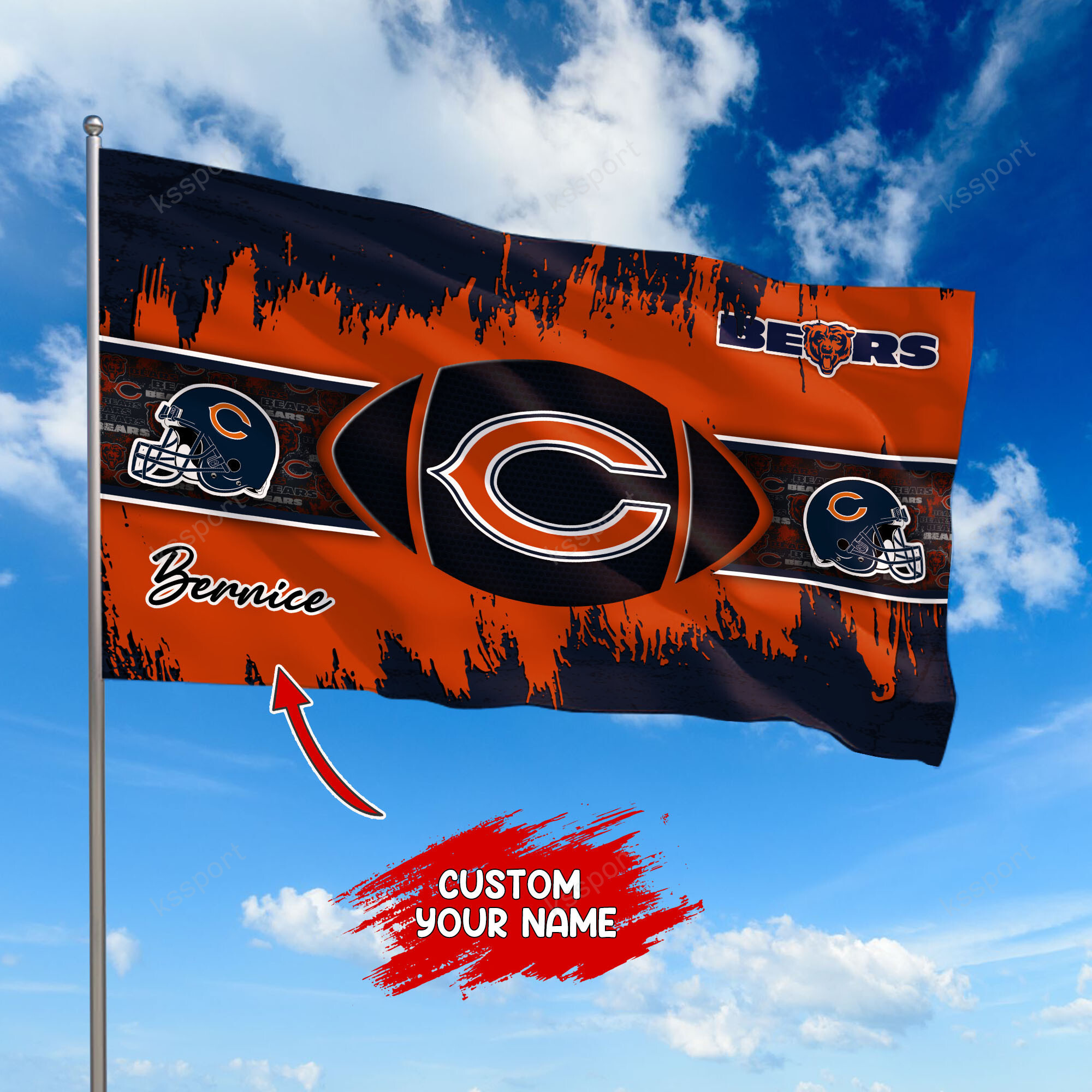 chicago bears personalized flag 378 kmv4q