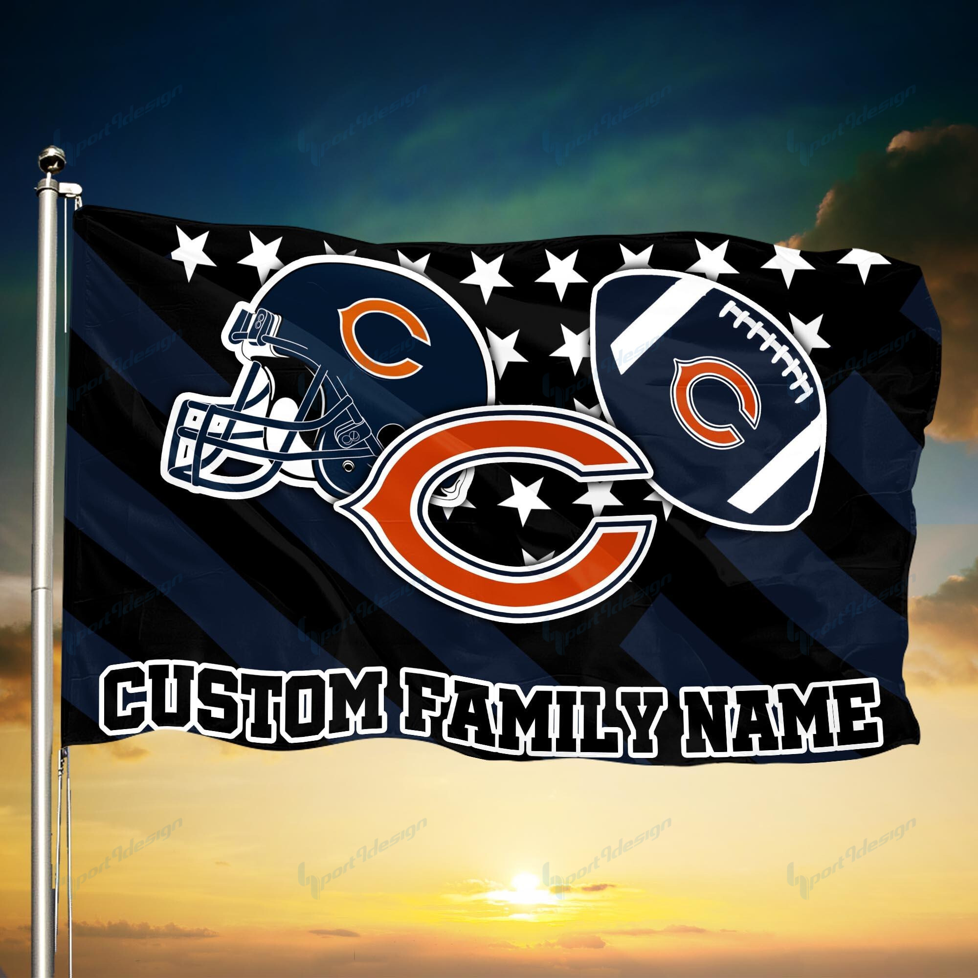 chicago bears personalized flag 69 dolvk