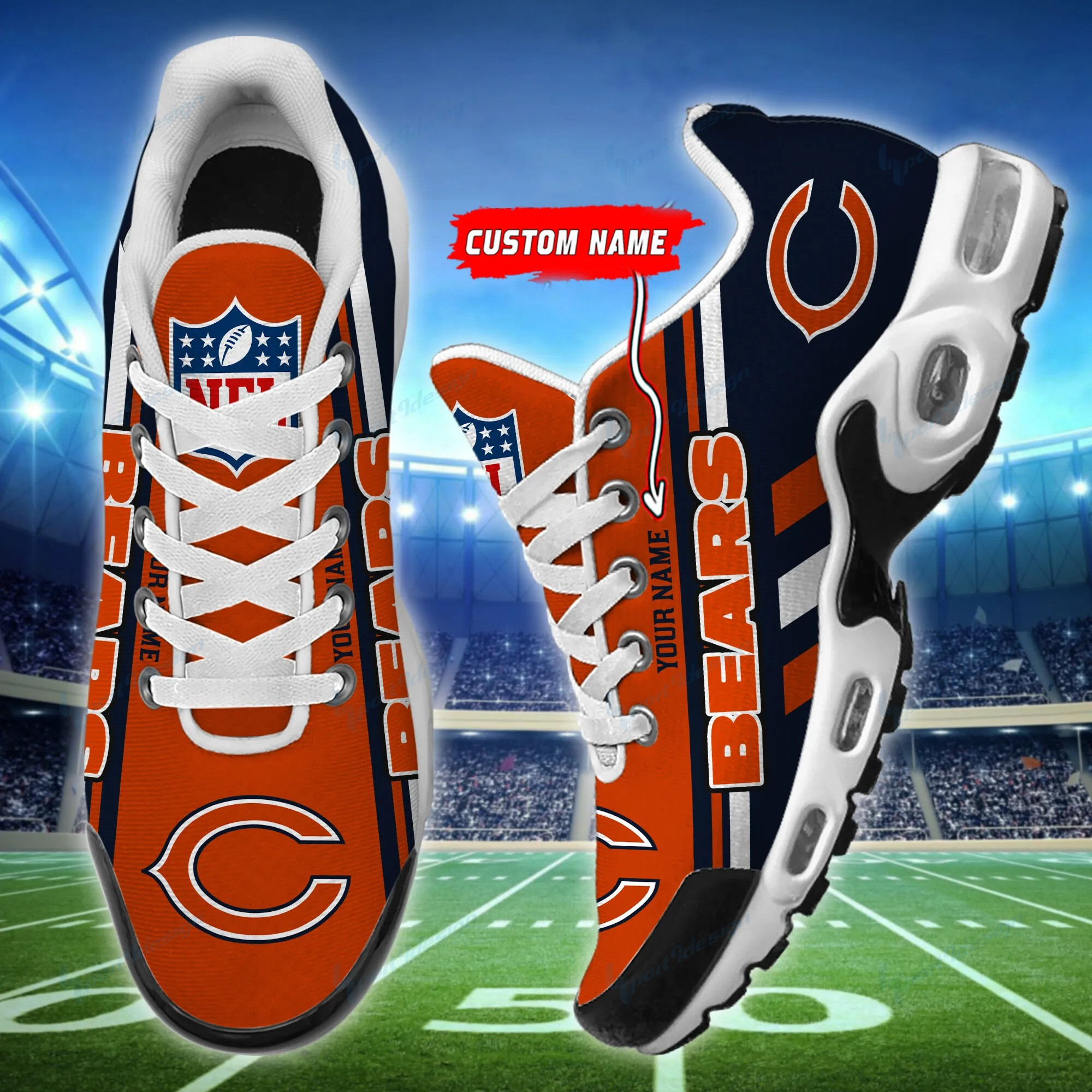 chicago bears personalized plus t n youth sneakers bg53 tr7qo