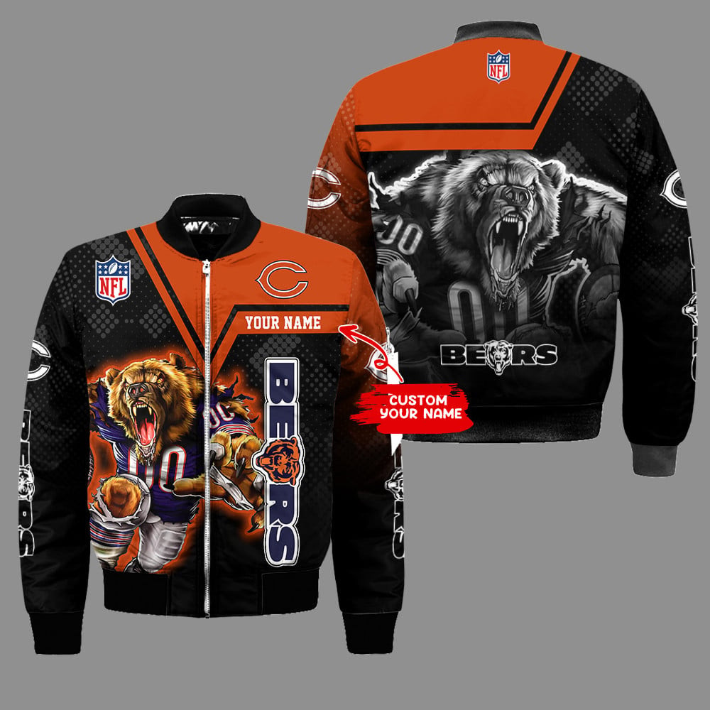 chicago bears personalized thick bomber jacket cs105 qco55