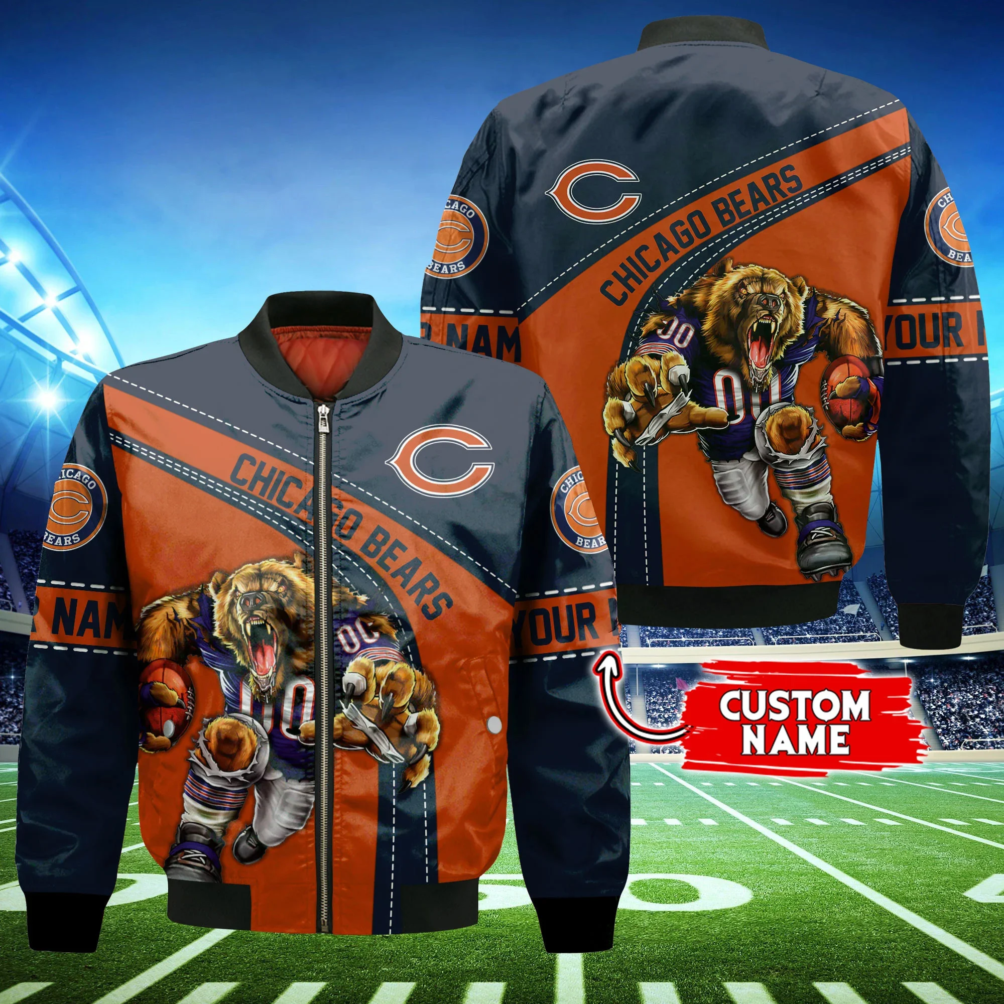 chicago bears personalized thick bomber jacket cs113 pd1es